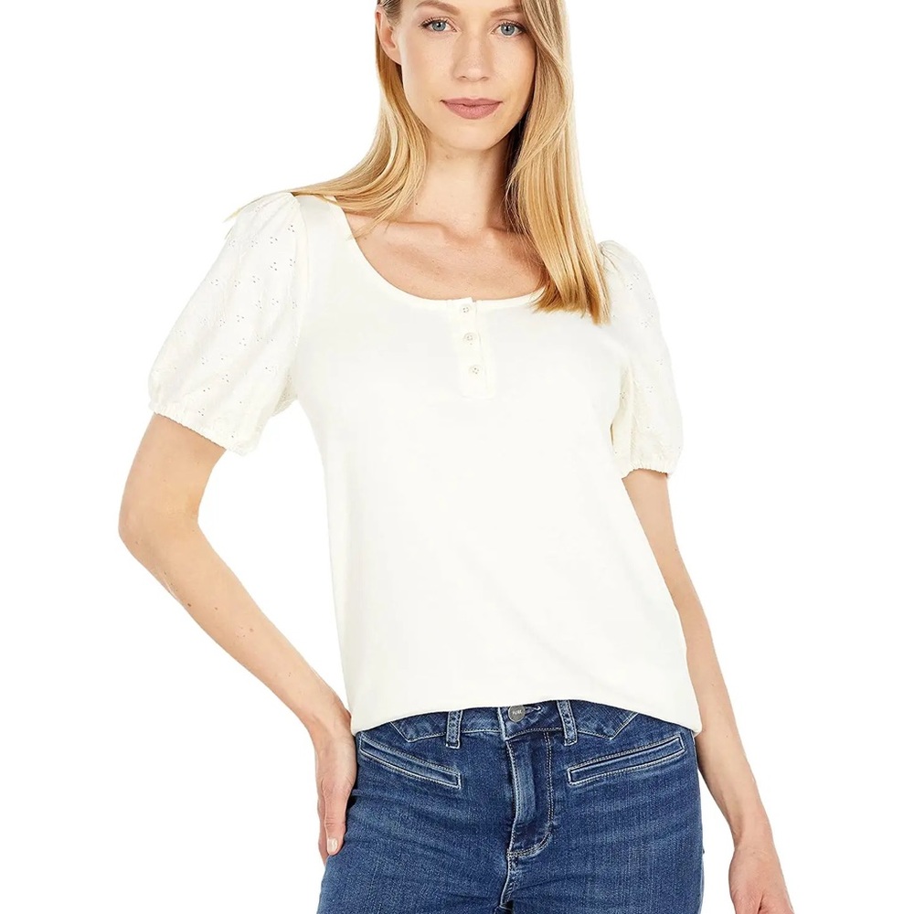 Madewell Eyelet-Sleeve Henley Top Size XXS